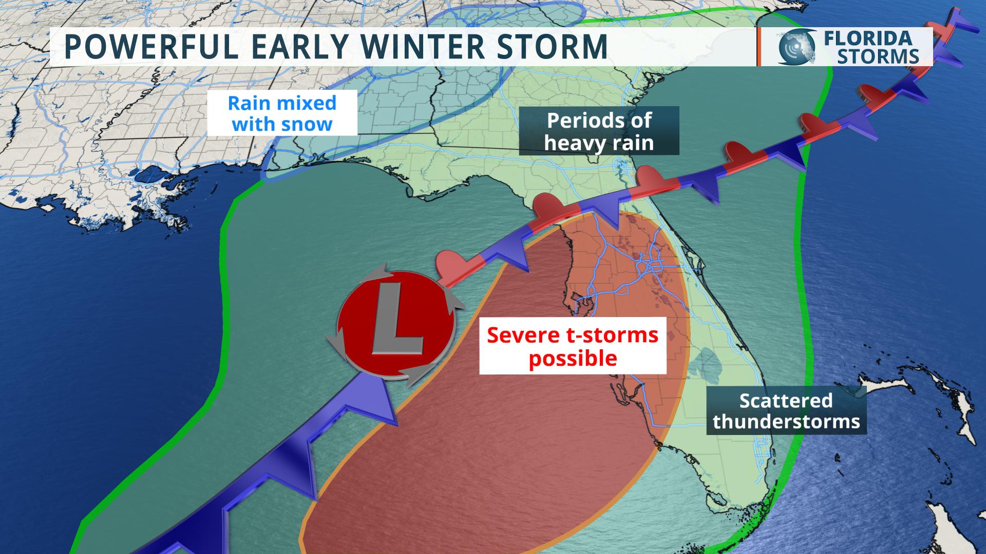 Snow and Tornadoes Possible in Florida Friday Night Florida Storms