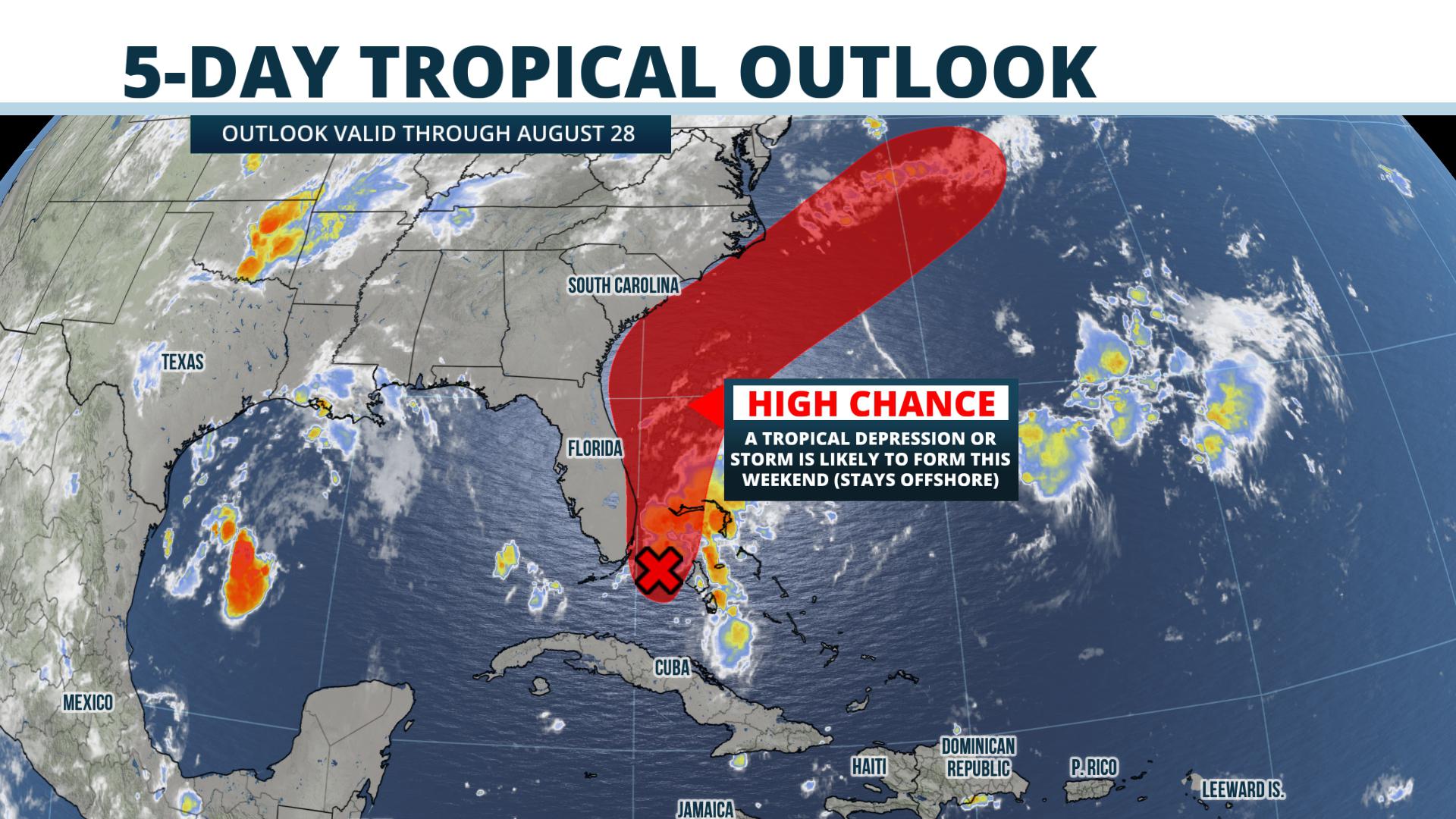 Chances of Tropical Development East of Florida Increasing Florida Storms