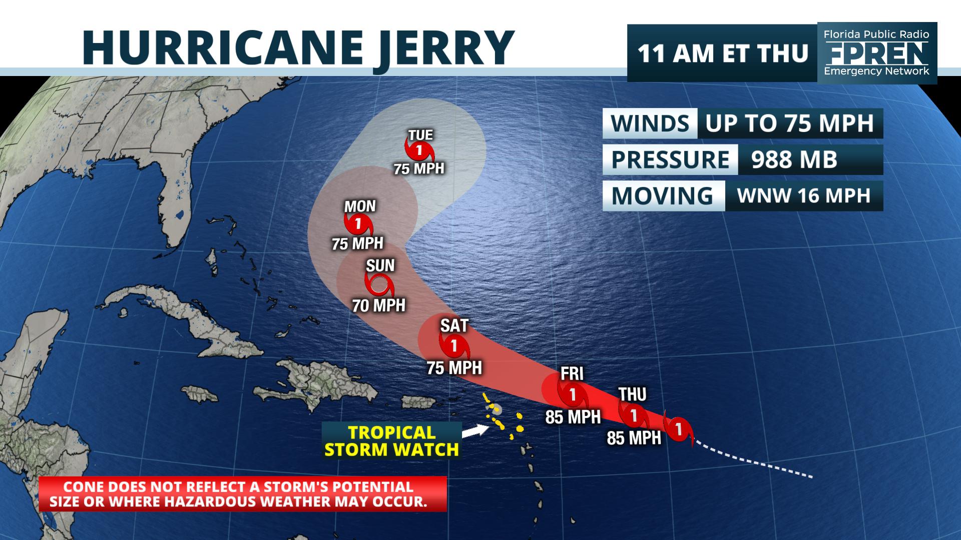 Jerry Becomes the Season's Fourth Hurricane, but Not Expected to be a ...