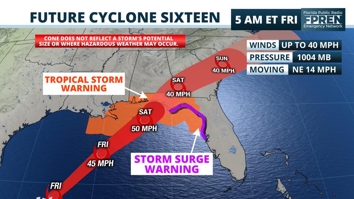 Tropical Storm Conditions Expected Along Florida's Gulf Coast by This
