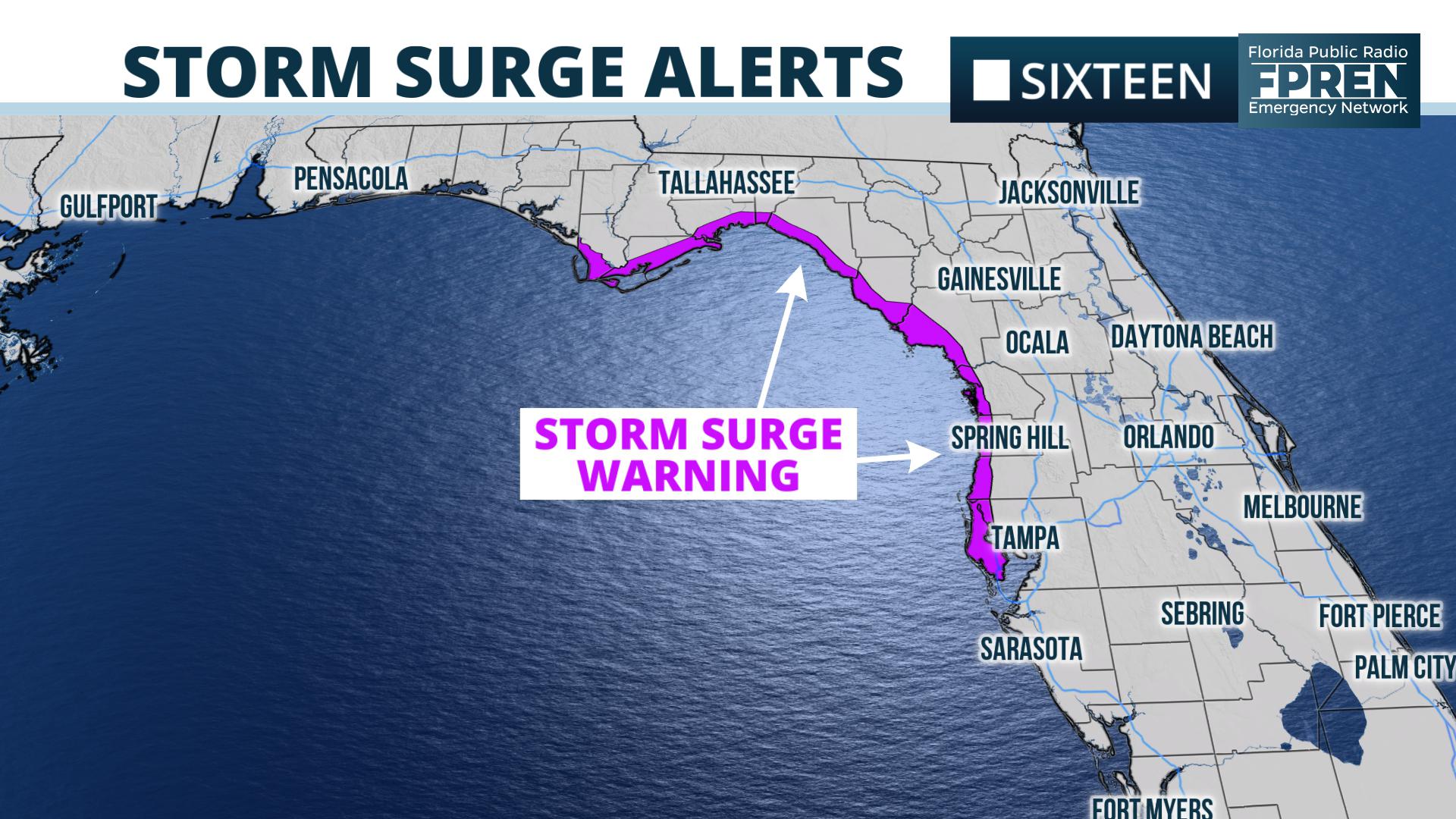 Storm Surge Warnings Issued Along Florida’s Gulf Coast Ahead of