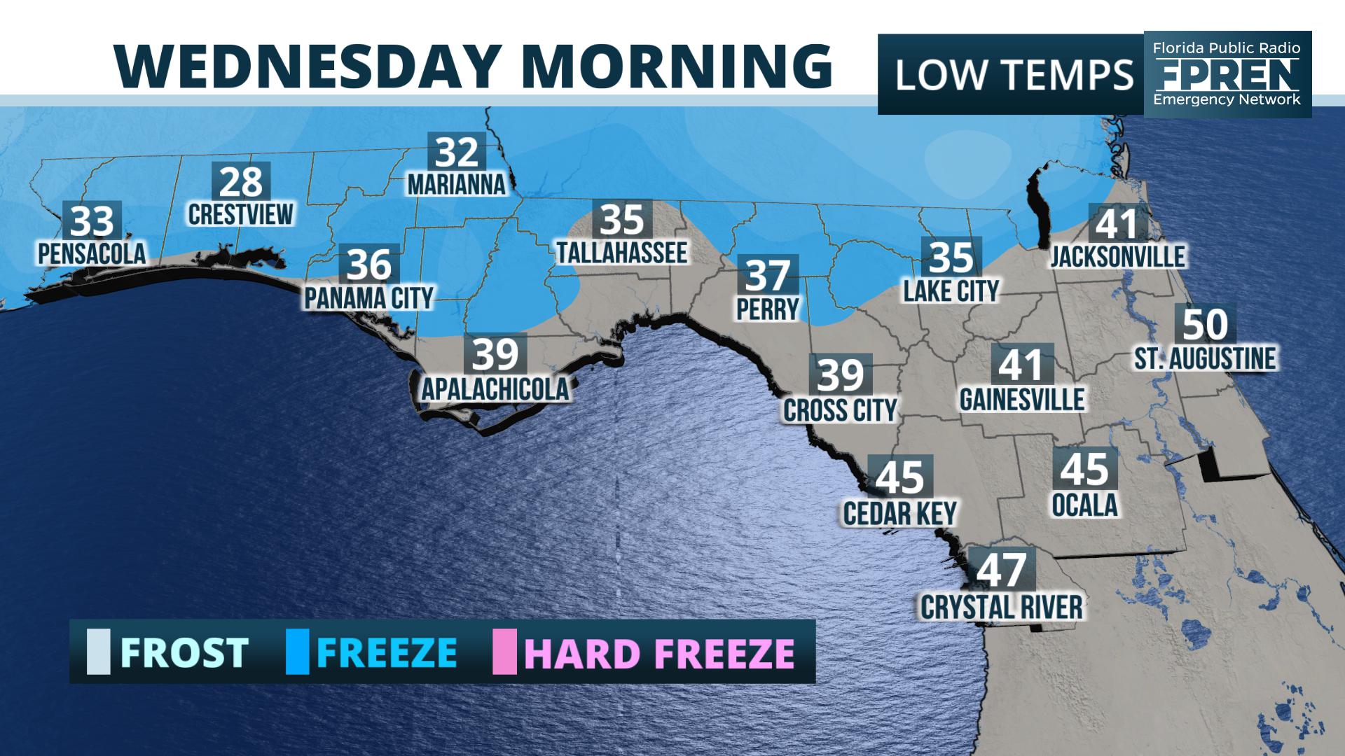 Subfreezing Temperatures and Wind Chills Expected Wednesday Morning