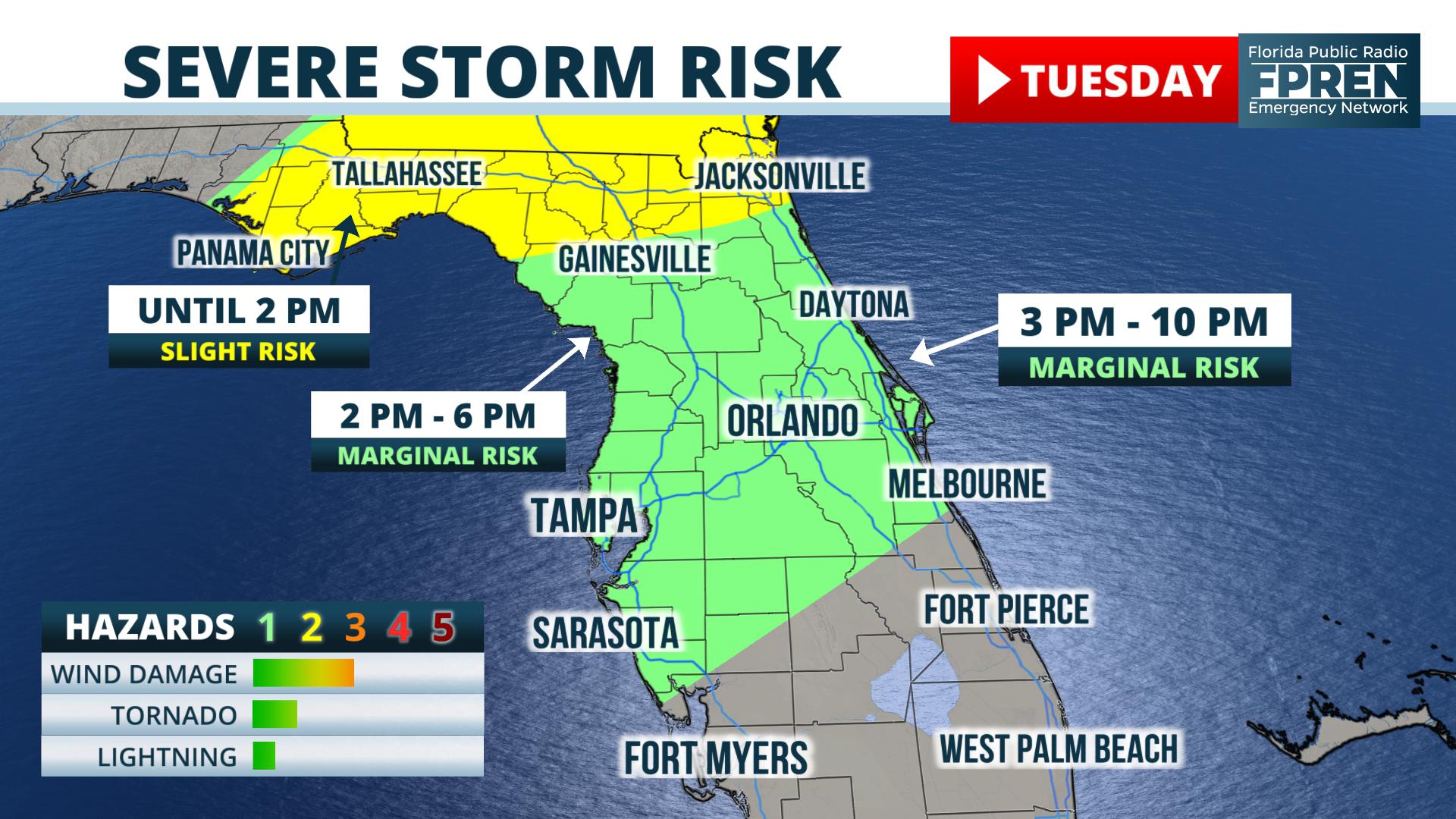 Tornado, Wind Risk Now Spreading East and South | Florida Storms