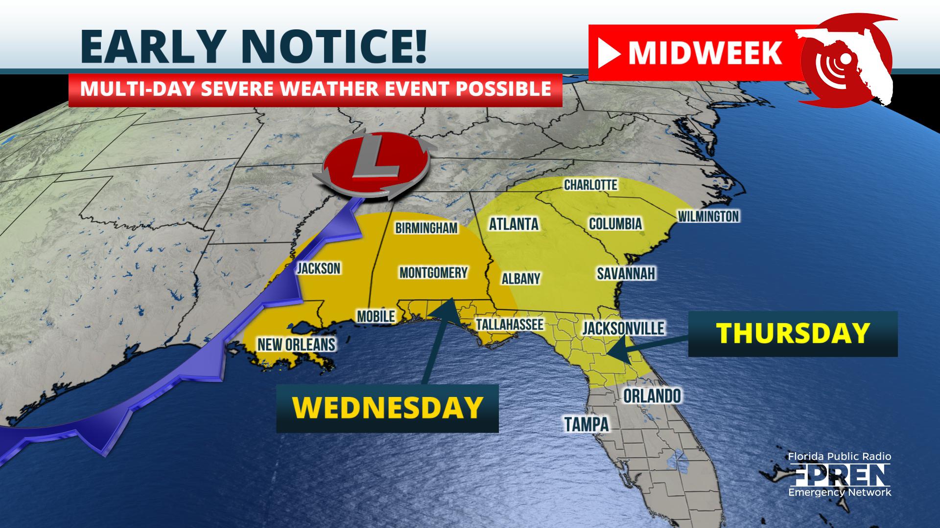 Multi-Day Severe Weather Event Possible Midweek | Florida Storms