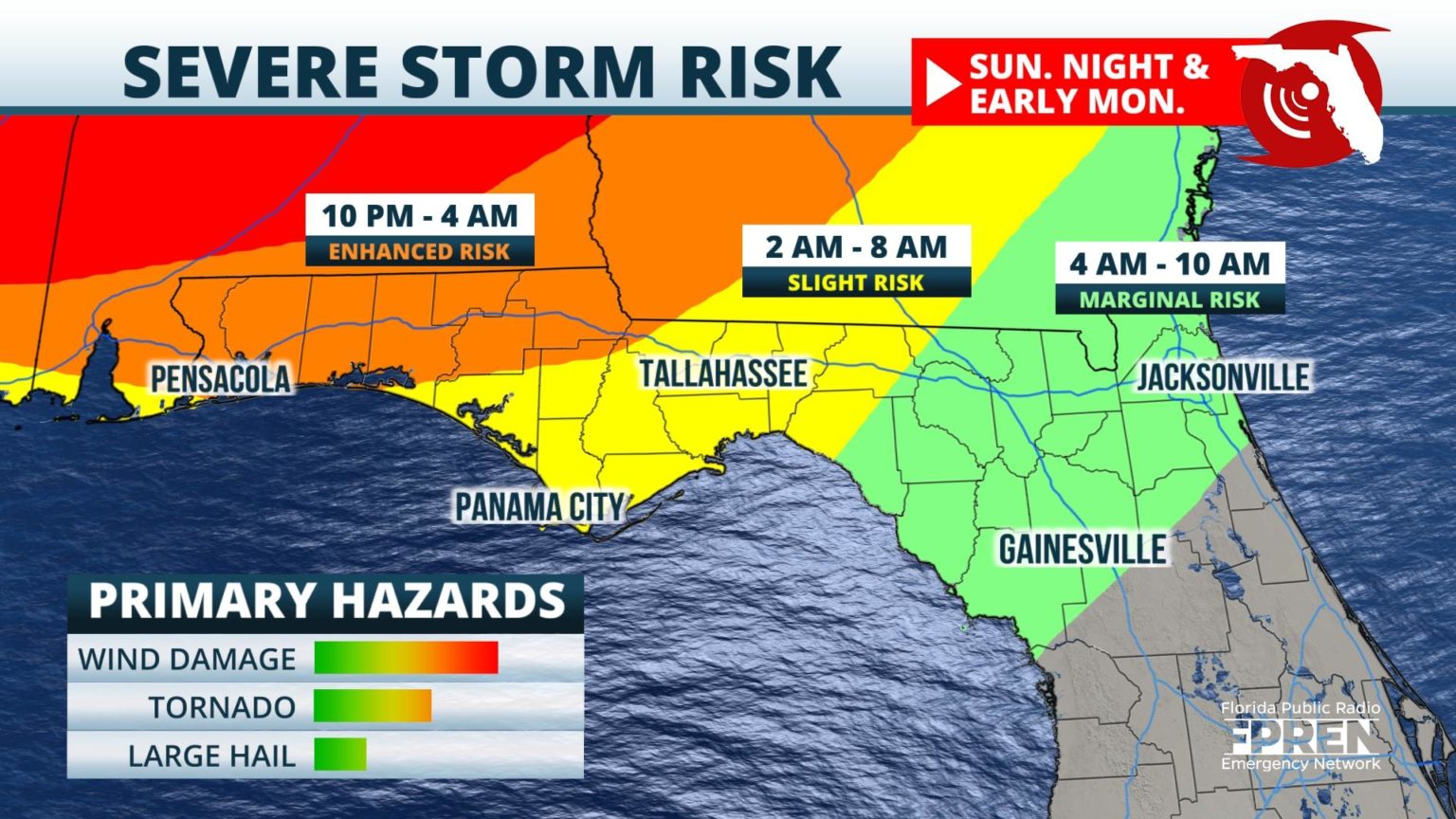 Damaging Wind, Tornado Threat Highest In Panhandle Overnight | Florida ...