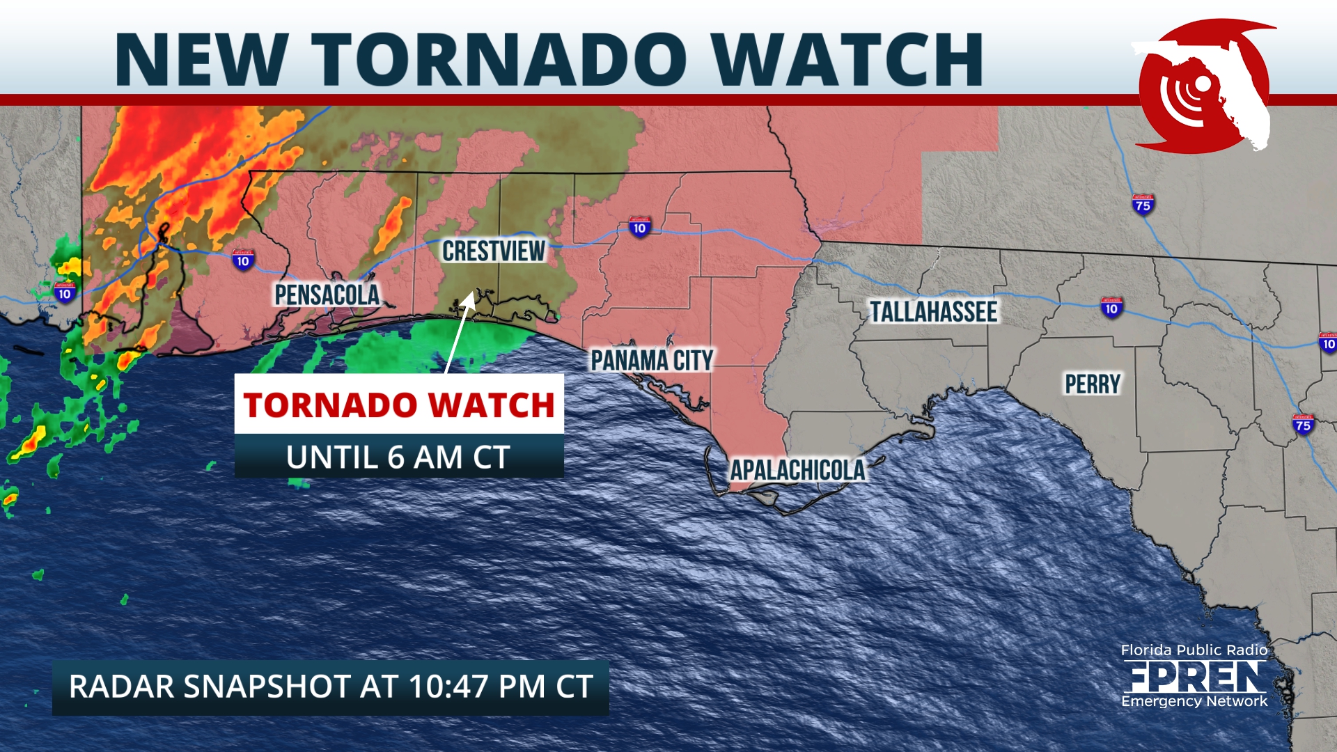 Tornado Watch Now Includes Tallahassee, Lake City and Jacksonville