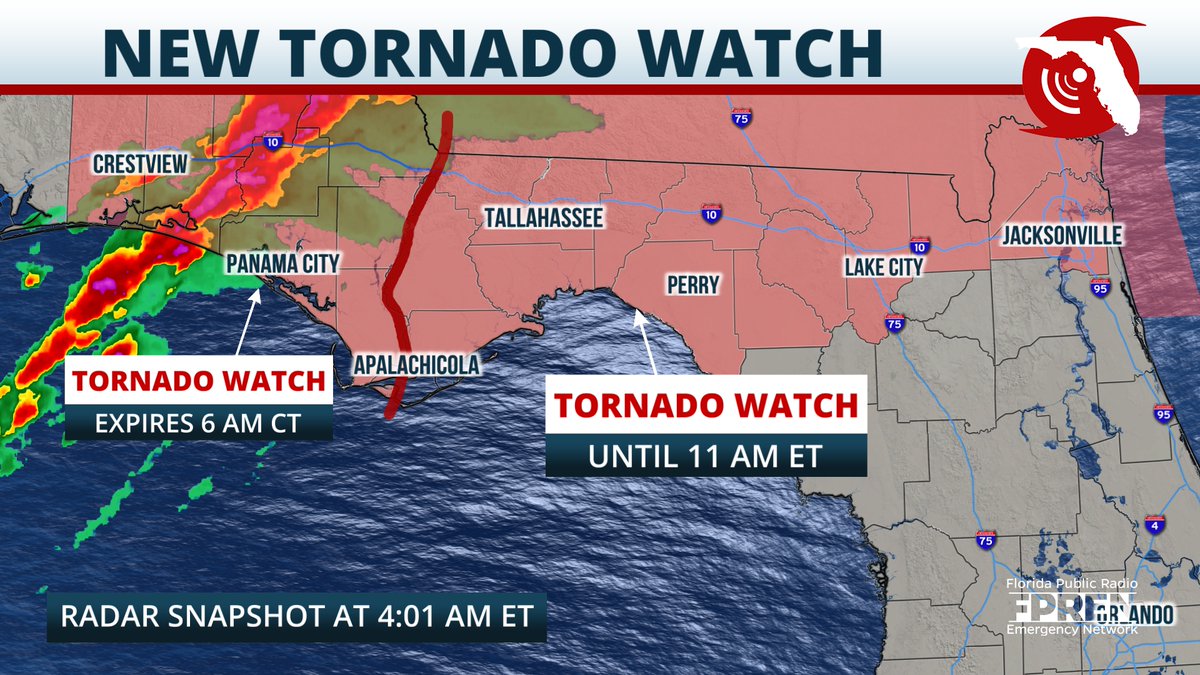 A new Tornado Watch has been issued for the rest of the FLPanhandle