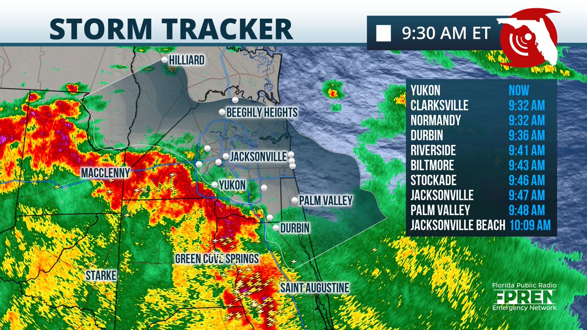 Jacksonville The leading edge of a line of strong tstorms is quickly