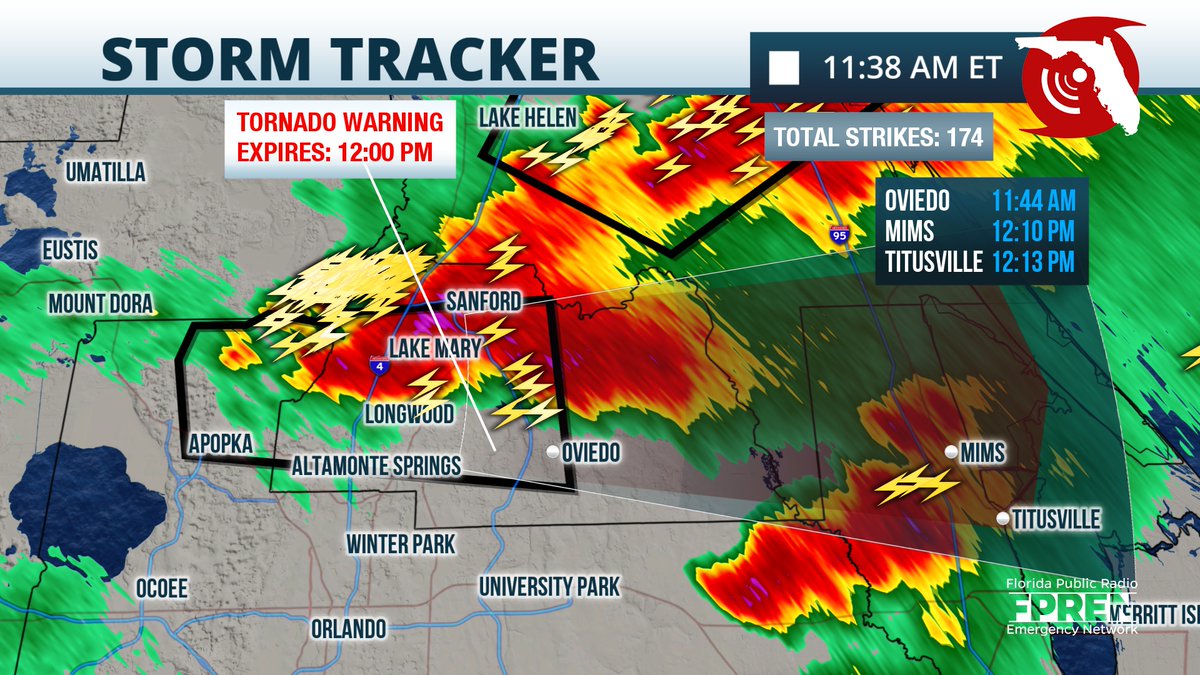 A tornado warning has been issued for portions of Seminole and Orange ...
