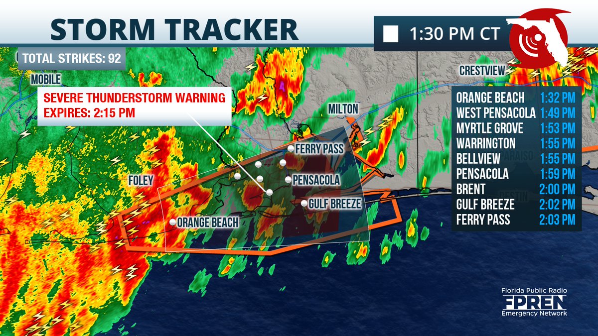 Heads up #Pensacola and #GulfBreeze, another #severethunderstorm is ...