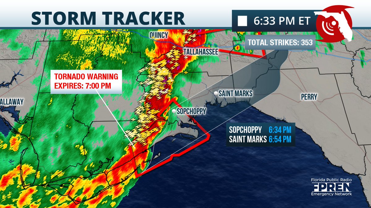 A Tornado Warning is in effect for #Wakulla and #Franklin County until 