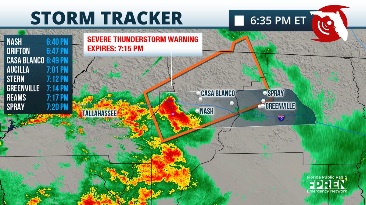 A Severe Thunderstorm Warning has been issued for #Jefferson #Leon and ...