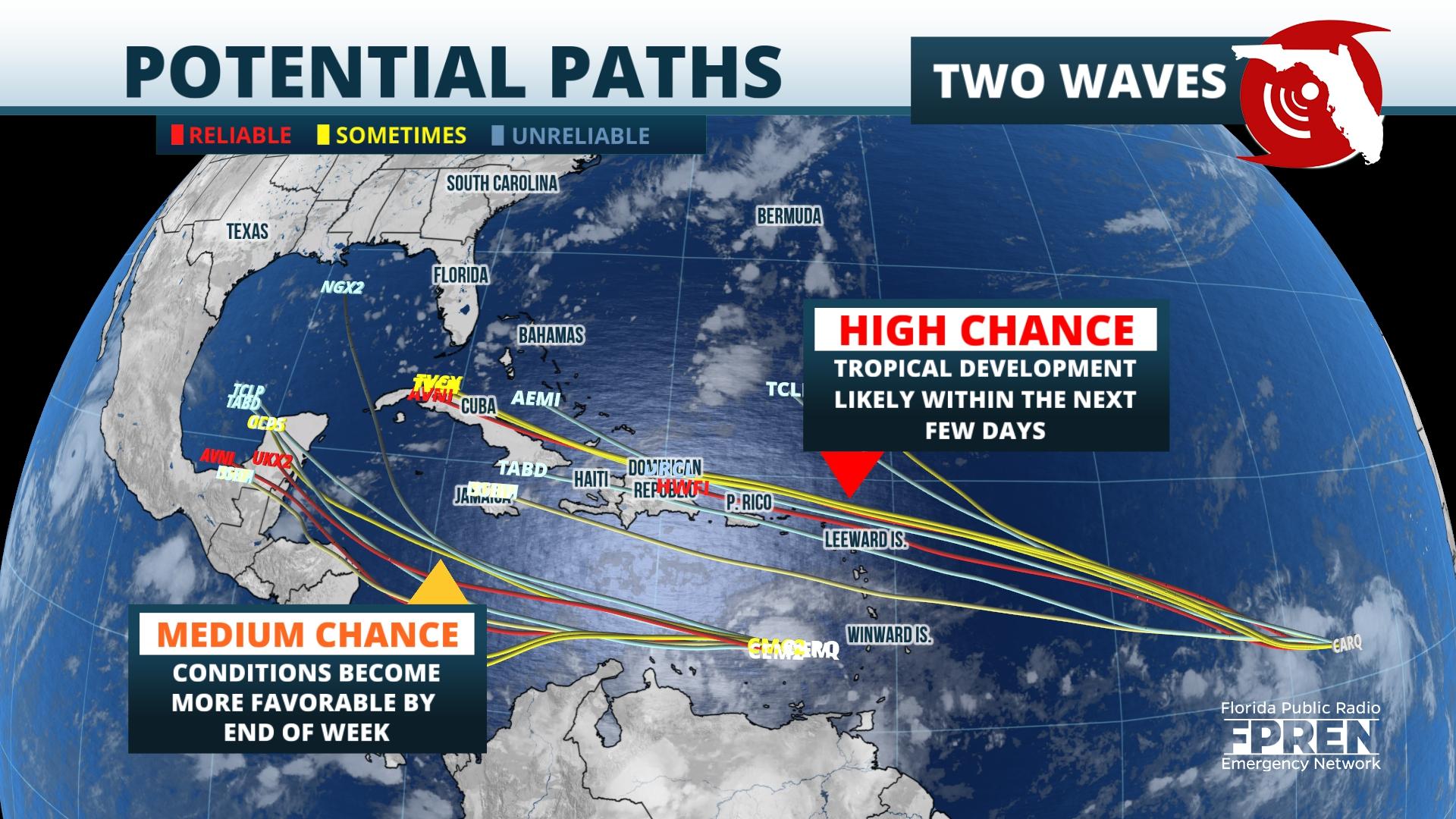Two potential tropical storms could develop in the Atlantic