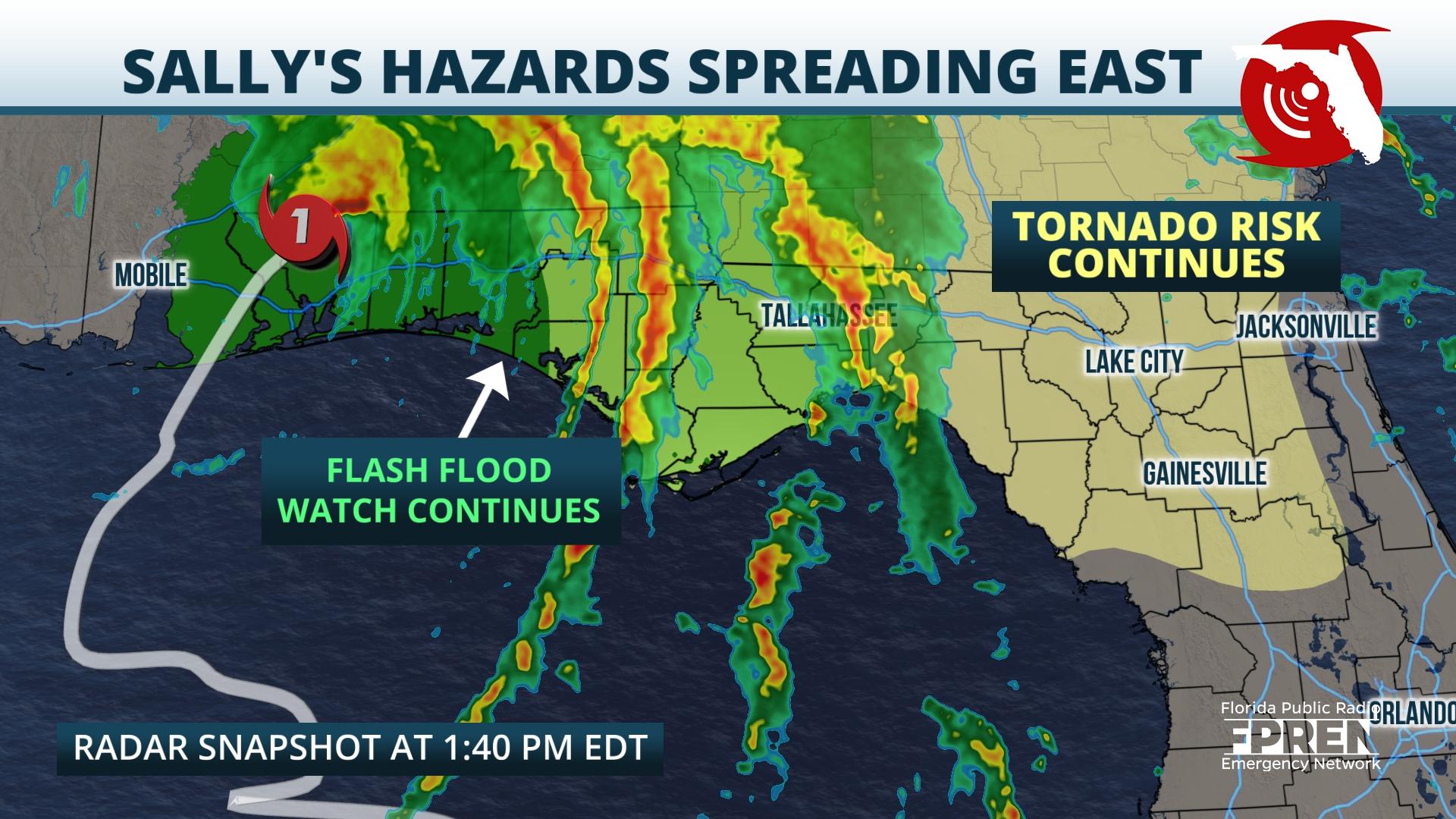 Tornado And Flood Risk From Sally Now Moving East | Florida Storms