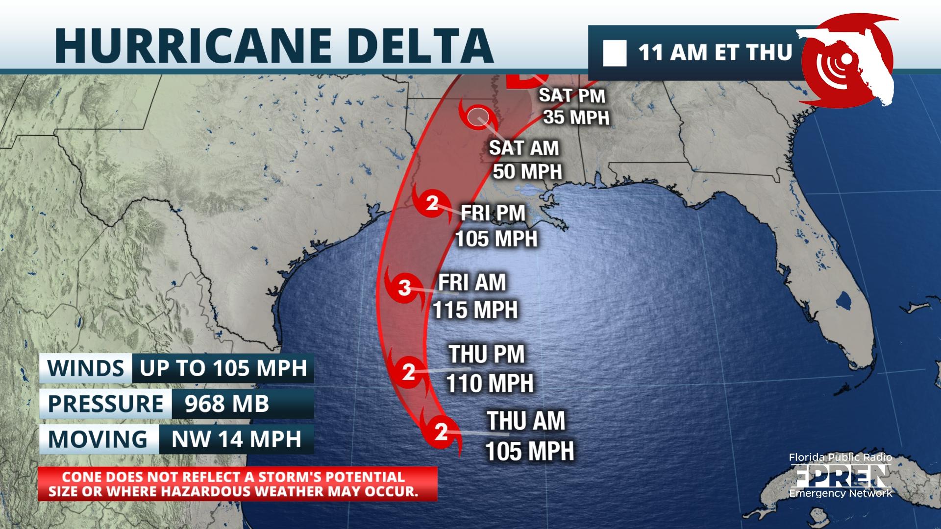 Hurricane Delta Strengthening; Landfall in Louisiana Expected Friday