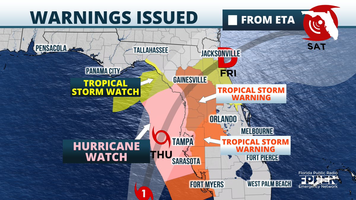 Tropical Storm Warnings are up for much of #Florida's west coast ...