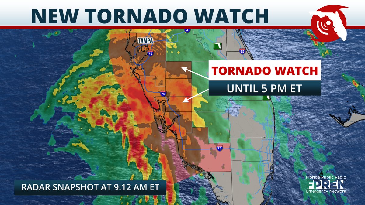 Heads up SW Florida including #Tampa: A Tornado Watch is in effect ...