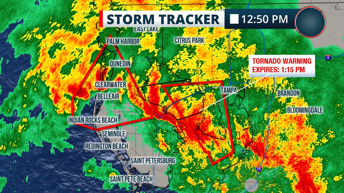 Tornado Warnings continue near Tampa and Clearwater. These cells are