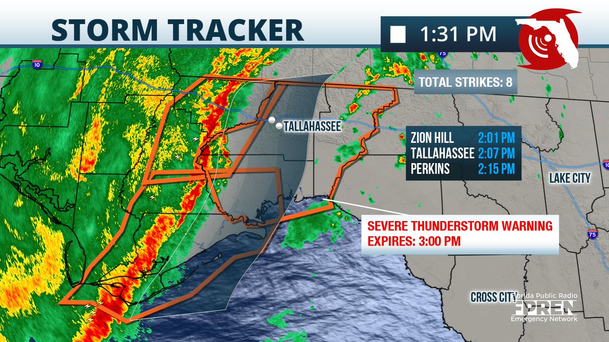 A Severe Thunderstorm Warning has been issued for #Wakulla, #Jefferson ...