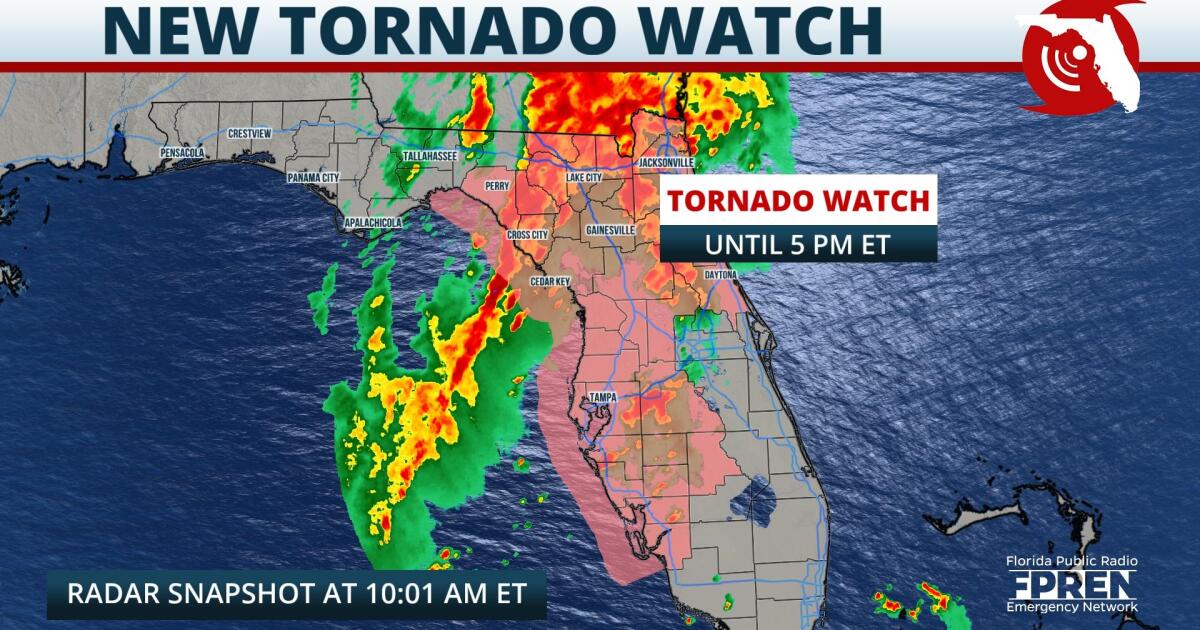A Tornado Watch has been issued for north and central Florida