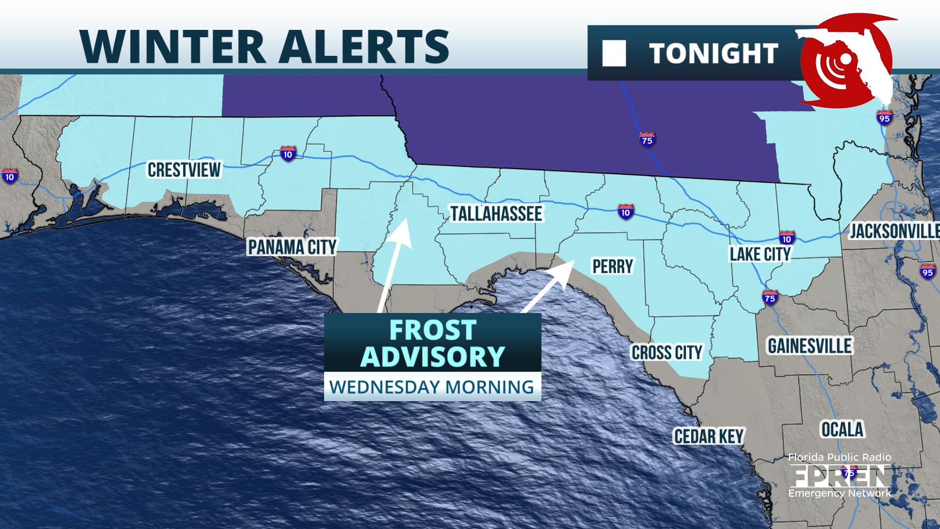 Frost likely across northern third of Florida Tuesday night Florida