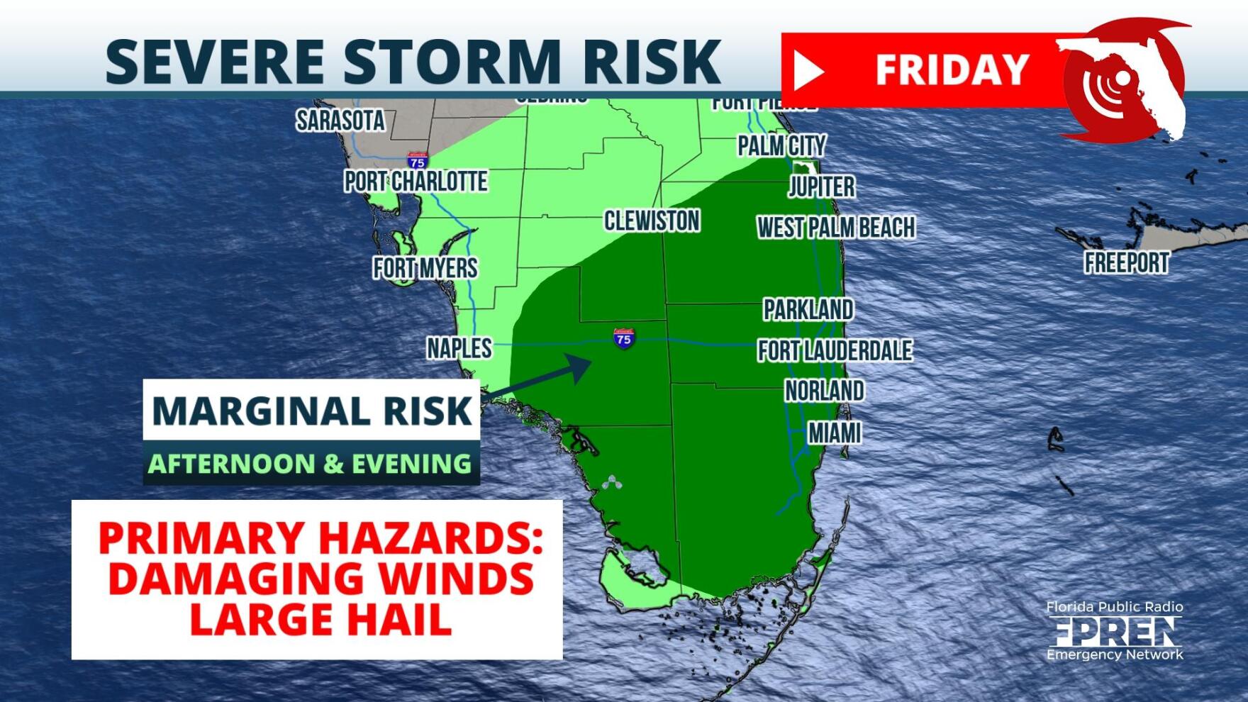 A Few Strong Storms Possible Over South Florida Friday