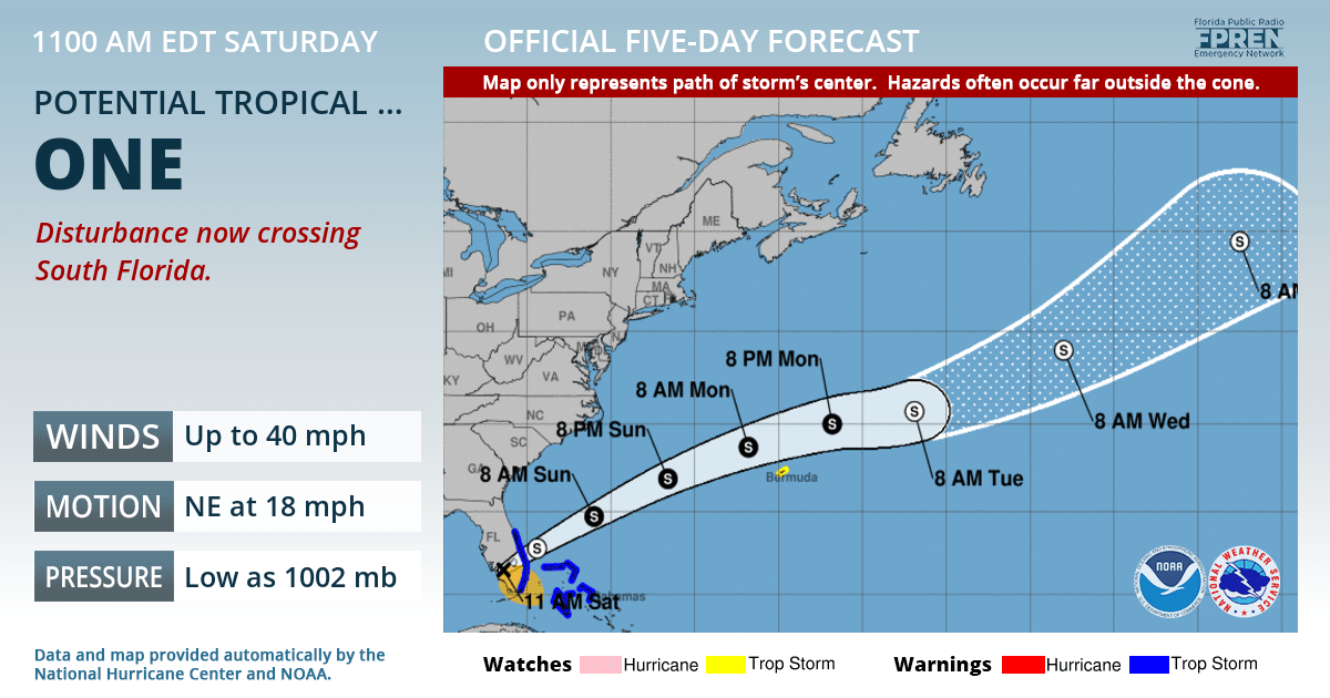Official forecast track of Potential Tropical Cyclone One